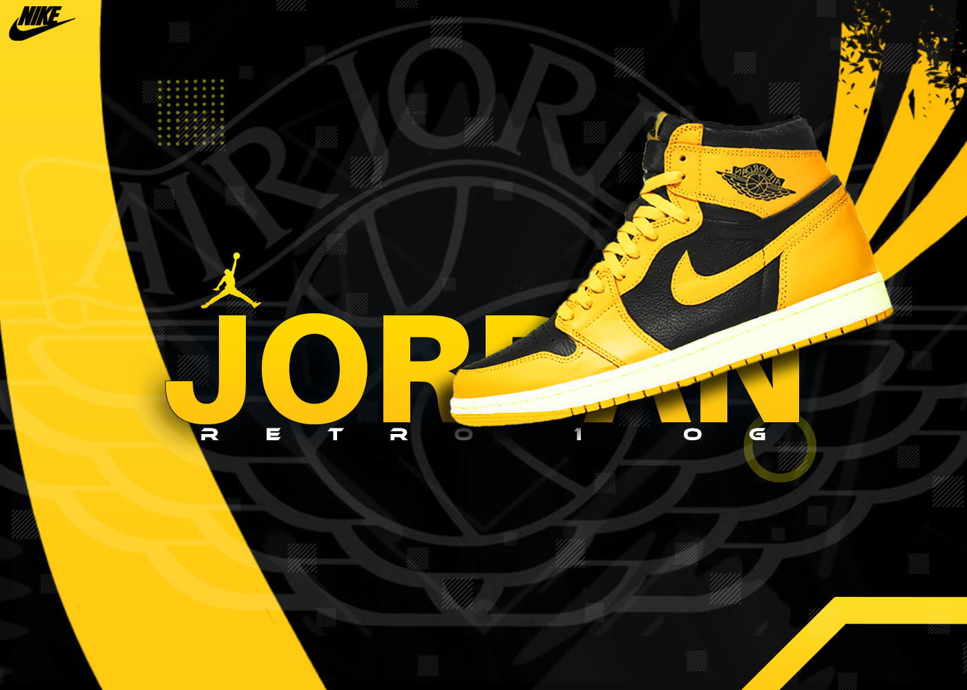 poster of jordans in yellow colorway